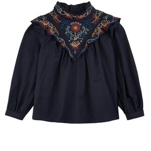 Chloé Embroidered Navy girls blouse size:4T EUC